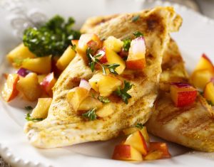 Apple Mango Chicken With Peach Plum Salsa Recipe Image