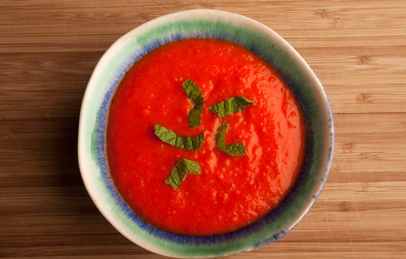 Cold Roasted Red Pepper Soup - Cook For Your Life- anti-cancer recipes