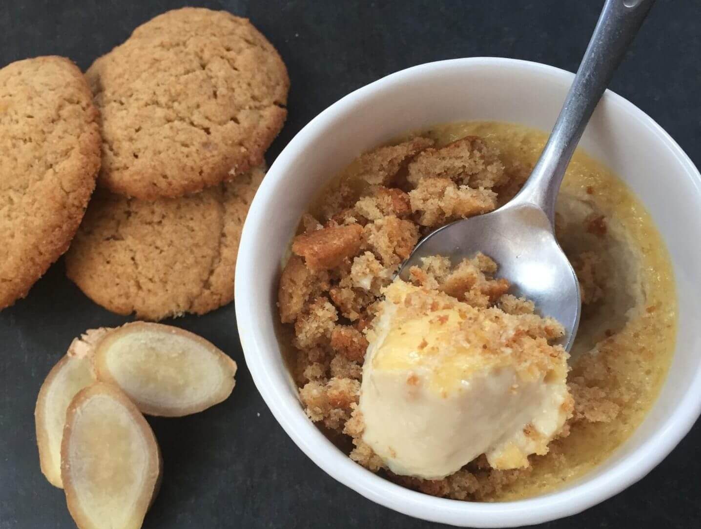 Ginger Pot de Creme with Brown Butter Ginger Cookie Crumbs