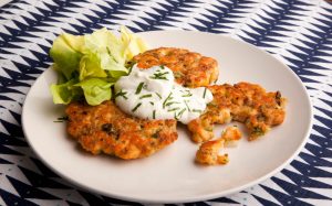 Salmon Cakes With Lemon Yogurt Sauce Recipe Image