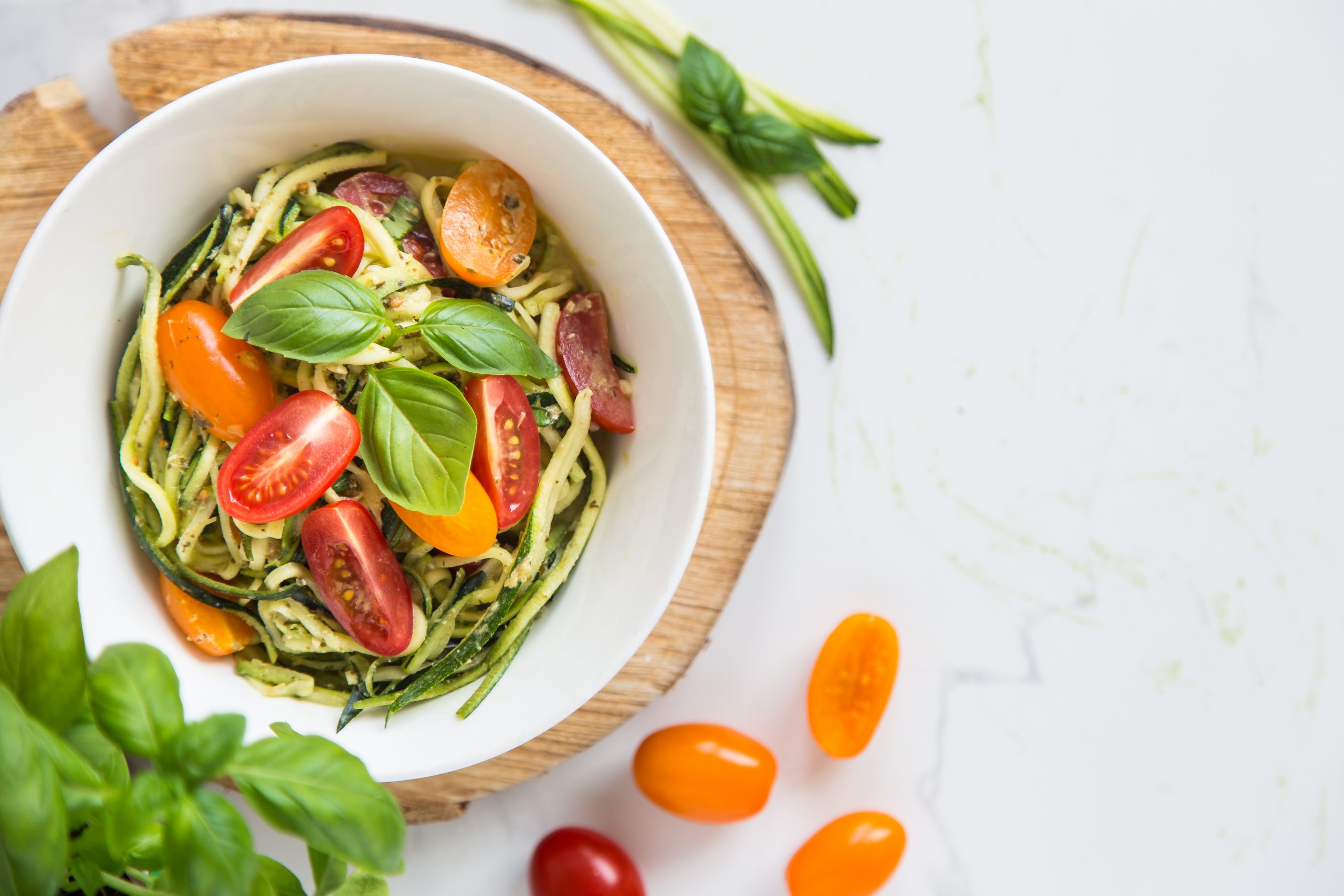 Colorful Zucchini Tomato Pasta- anti-cancer recipes- cook for your life