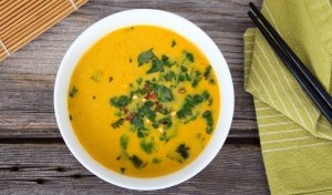 Light Yellow Curry Salmon Soup Recipe Image