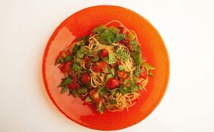 Snap Pea Spaghetti with Summer Herbs Recipe Image